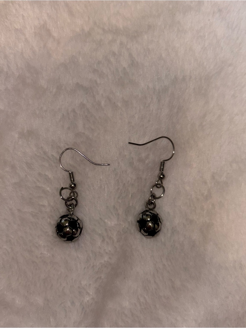 Black & Silver Soccer Ball Dangle Earrings